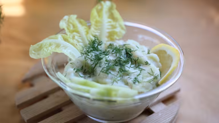 Glass bowl with tzatziki