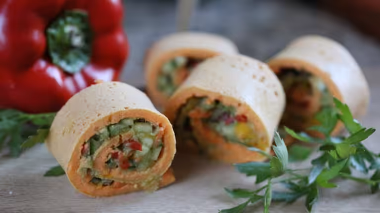 Stuffed avocado veggie pinwheels next to parsley