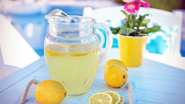Pitcher of lemon water
