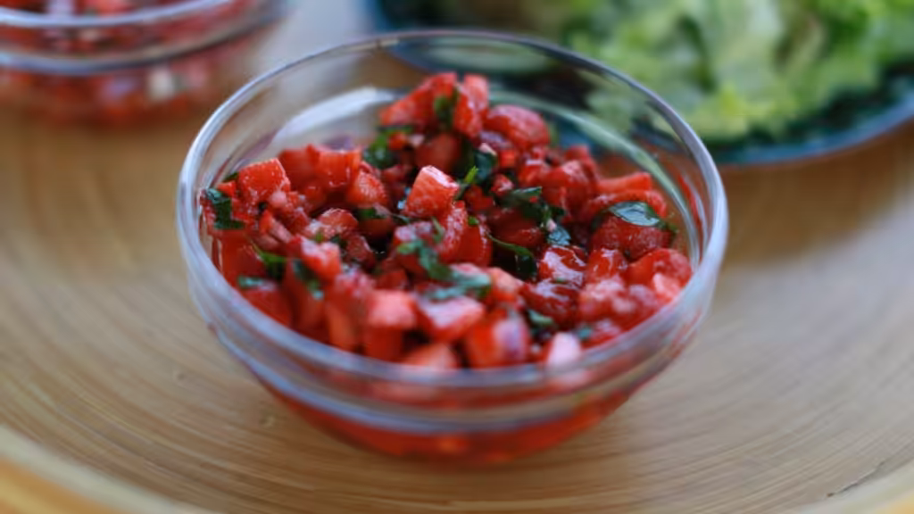 Bowl of strawberry salsa