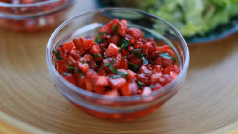 Bowl of strawberry salsa