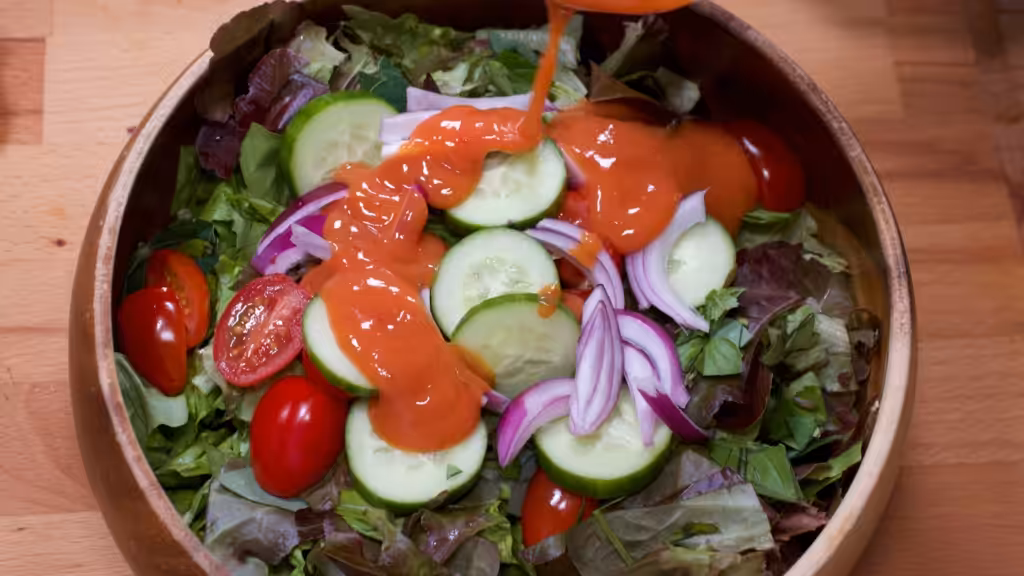 Bol de salade verte avec vinaigrette française