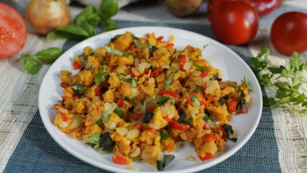 Puré de garbanzos revuelto en un plato