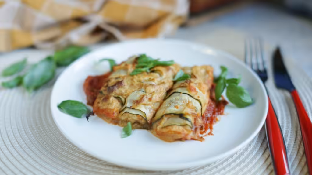 Cannelloni auf weißem Teller
