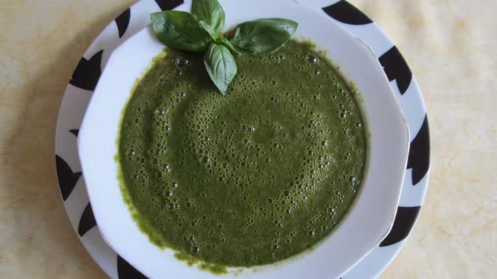Plate of spinach soup