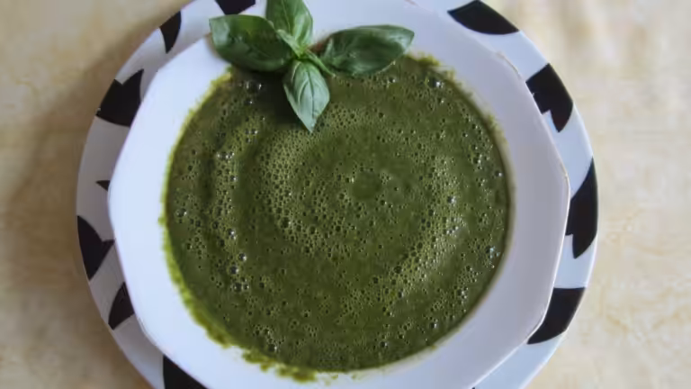 Plate of spinach soup