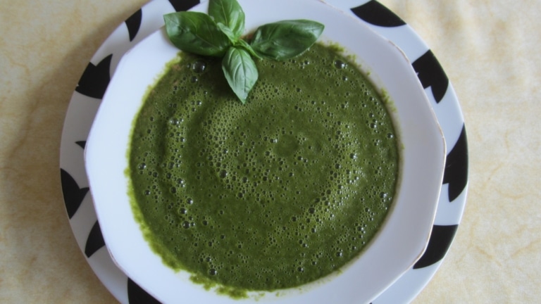 Plate of spinach soup